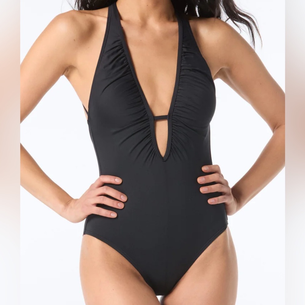 Zaful one piece Plunged Swimsuit in Black New Size Medium
